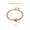 Heart-Shaped Charm Bracelet in Rose Gold Layered Stainless Steel