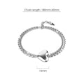 Heart-Shaped Charm Bracelet in White Gold Layered Stainless Steel