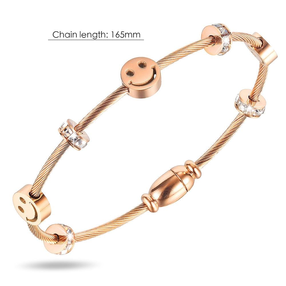 Smiley Charm Bracelet in Rose Gold