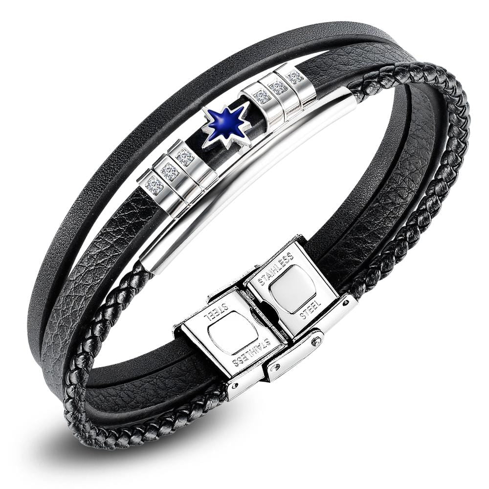 Simple Black Braided Leather Wrap Bracelet