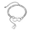 Duo Alphabet Letter B Initial Charm Bracelet in White Gold