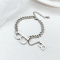 Duo Alphabet Letter B Initial Charm Bracelet in White Gold