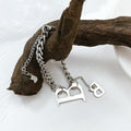 Duo Alphabet Letter B Initial Charm Bracelet in White Gold