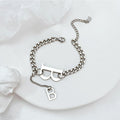 Duo Alphabet Letter B Initial Charm Bracelet in White Gold