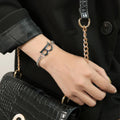 Duo Alphabet Letter B Initial Charm Bracelet in White Gold