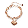 Lovely Heart Charm Dual Link Bracelet in Rose Gold