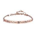 Sisters Forever Inscriptions Rose Gold Bar Bracelet