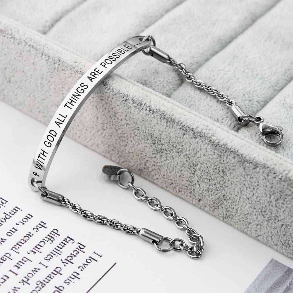 All Things Are Possible Inscriptions Bar Bracelet