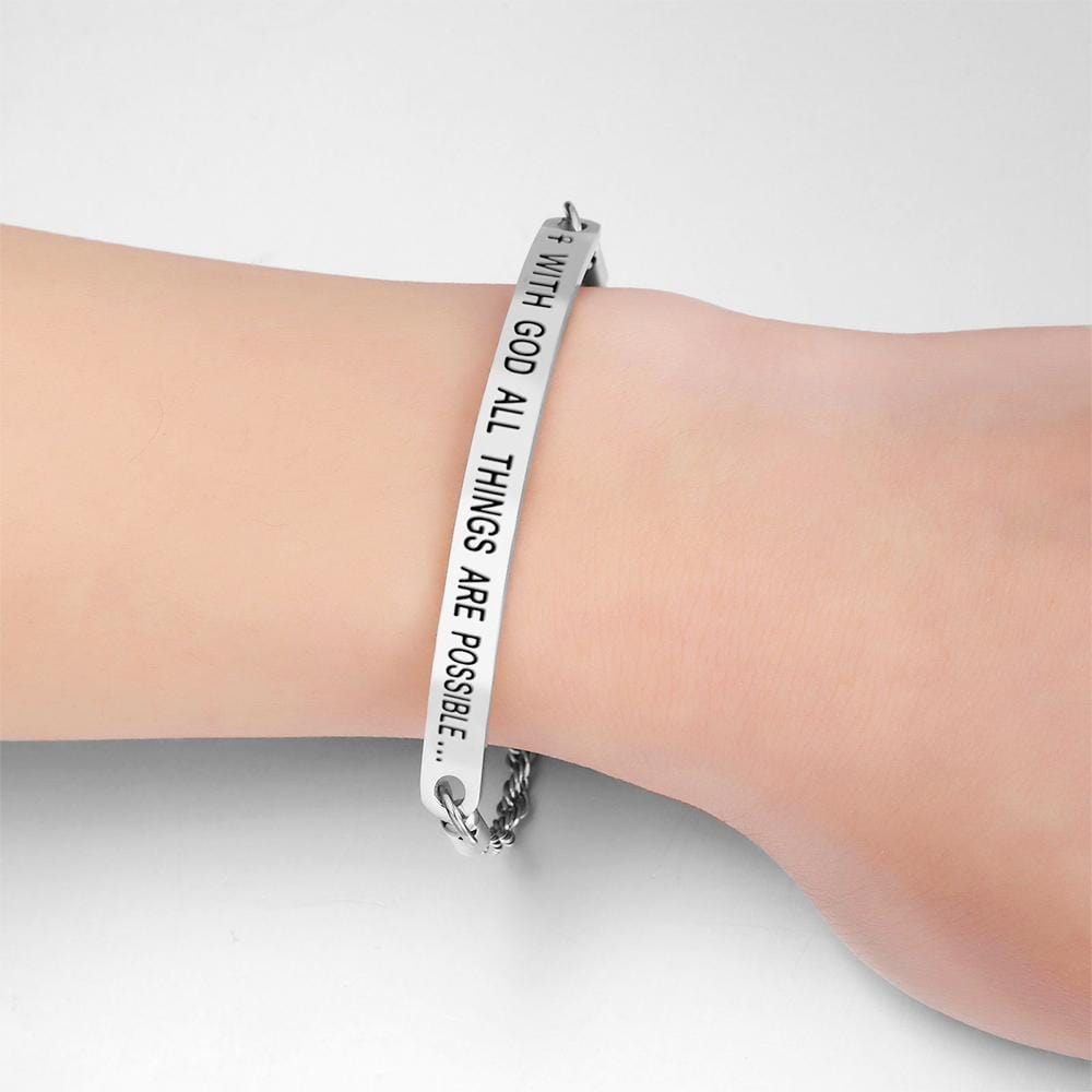 All Things Are Possible Inscriptions Bar Bracelet