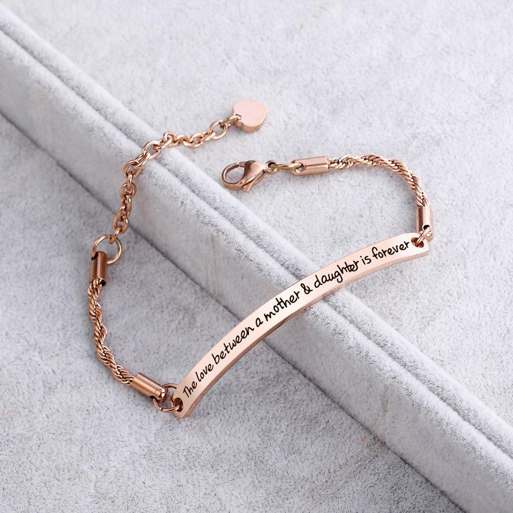 Mother's Love Inscriptions Rose Gold Bar Bracelet