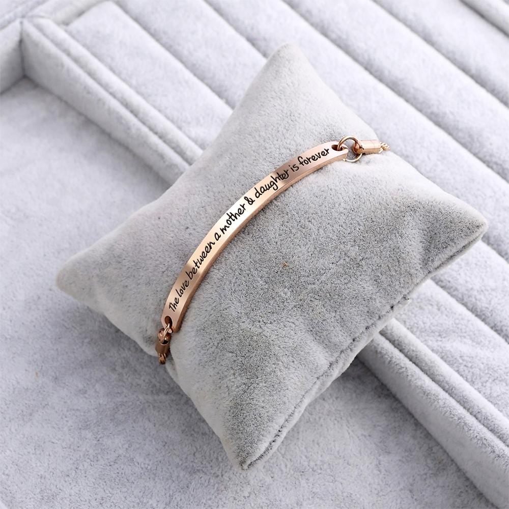 Mother's Love Inscriptions Rose Gold Bar Bracelet