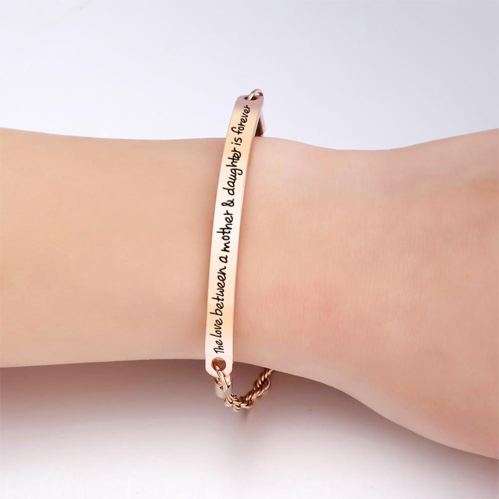 Mother's Love Inscriptions Rose Gold Bar Bracelet