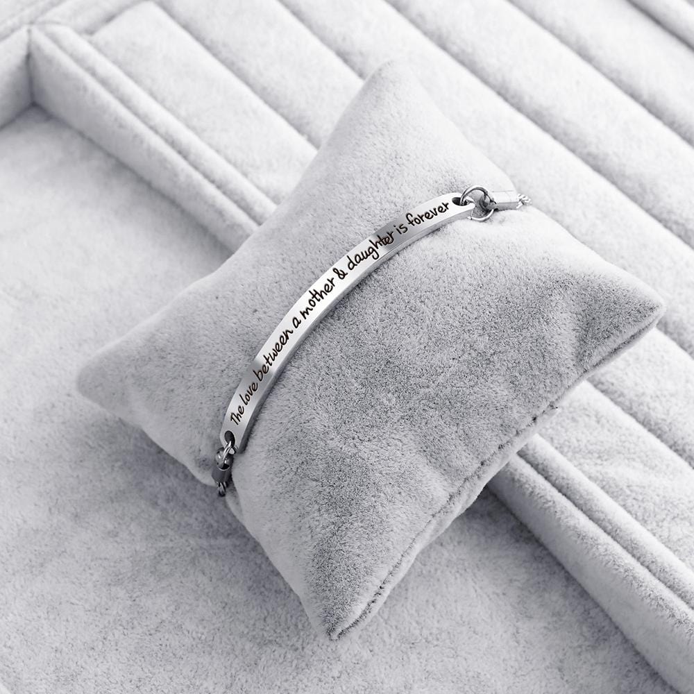 Mother's Love Inscriptions White Gold Bar Bracelet