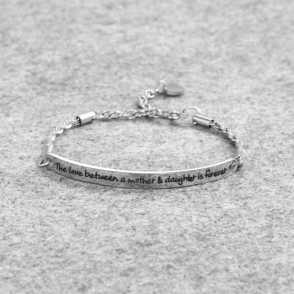 Mother's Love Inscriptions White Gold Bar Bracelet