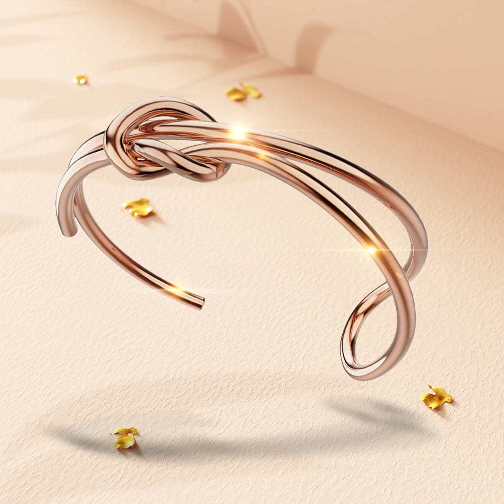 Forever Knot Rose Gold Cuff Bangle