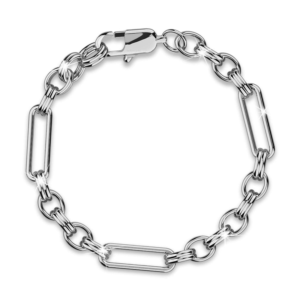 Roxanne Oval Link Paperclip Chain White Gold Bracelet