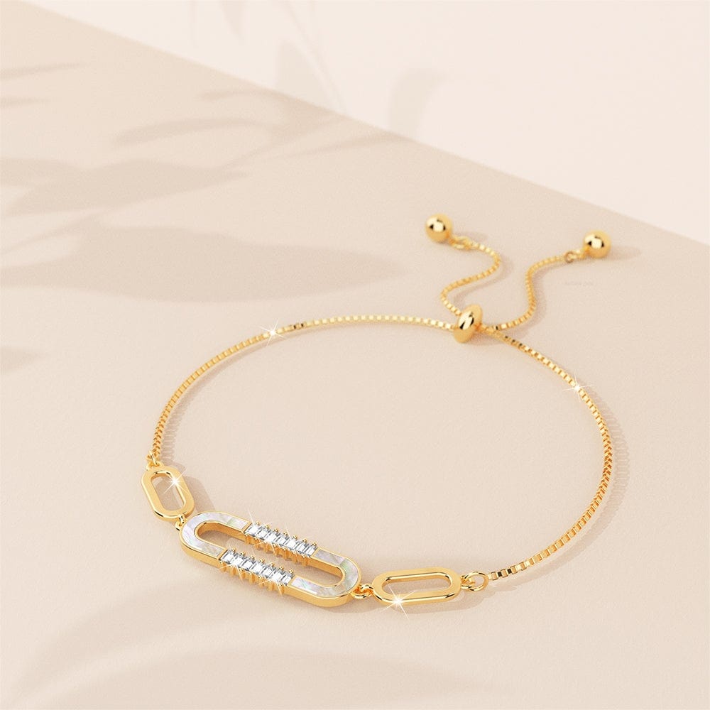 Possession Diamonelle on Mother of Pearl Shell Adjustable Slider Bracelet White Gold