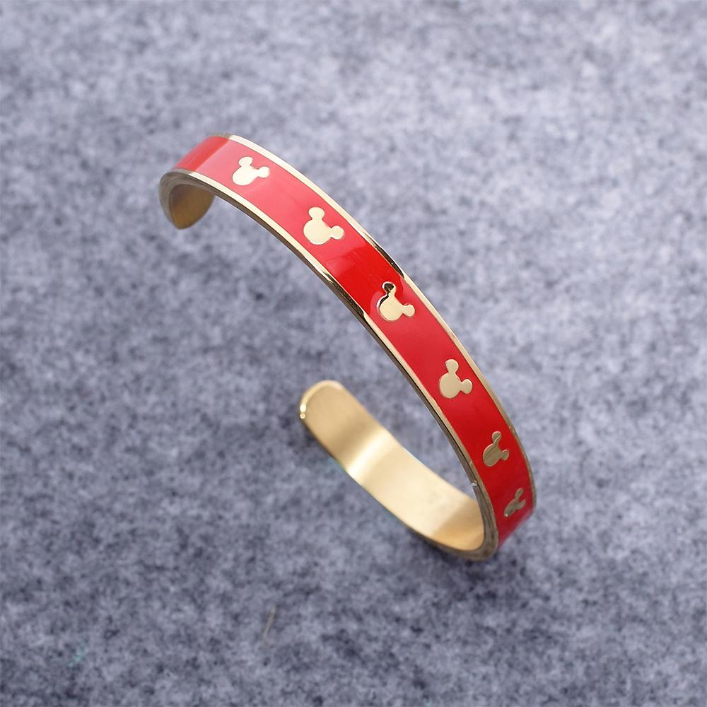 Mickey Mini Enamel Cuff Bangle Red Gold Titanium - Brilliant Co