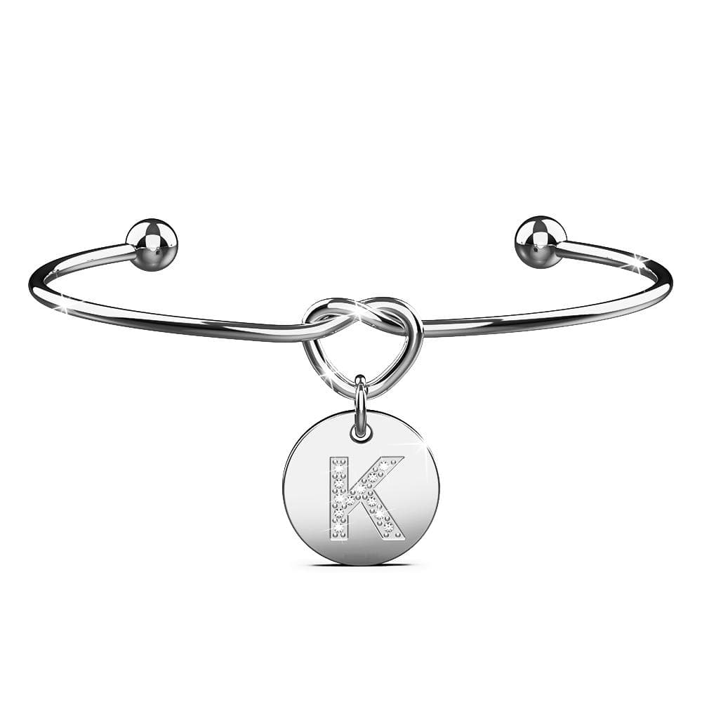 Fancy Alphabet Letter Initial Bangle in White Gold