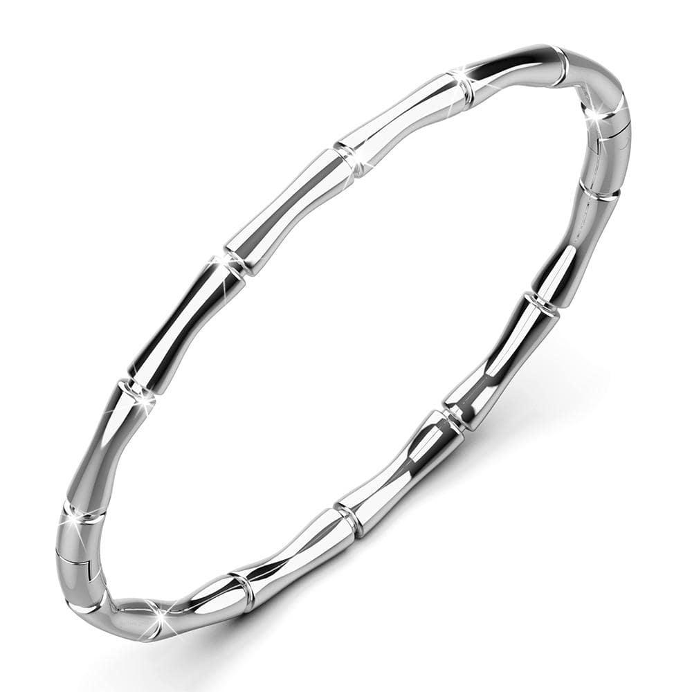 Trunket Bamboo Design Stainless Steel Bangle with a High Polish Finish