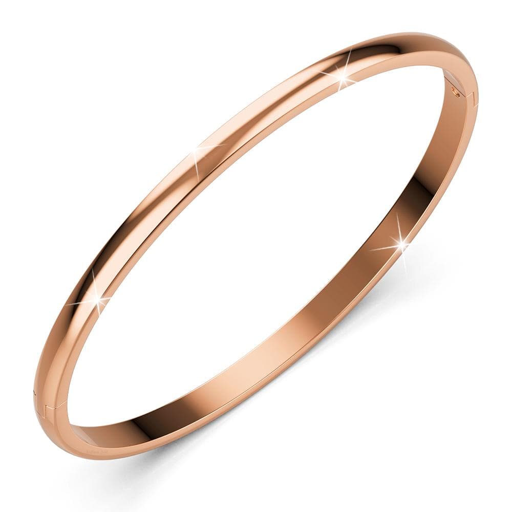 Solid Round Stainless Steel Bangle in Rose Gold