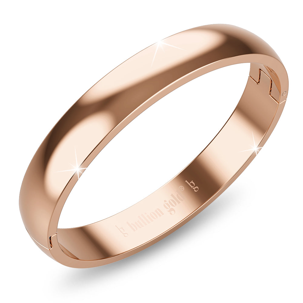 Solid Oval Stainless Steel Bangle in Rose Gold 8mm