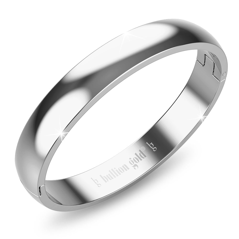 Solid Oval Stainless Steel Bangle with a High Polish Finish 8mm