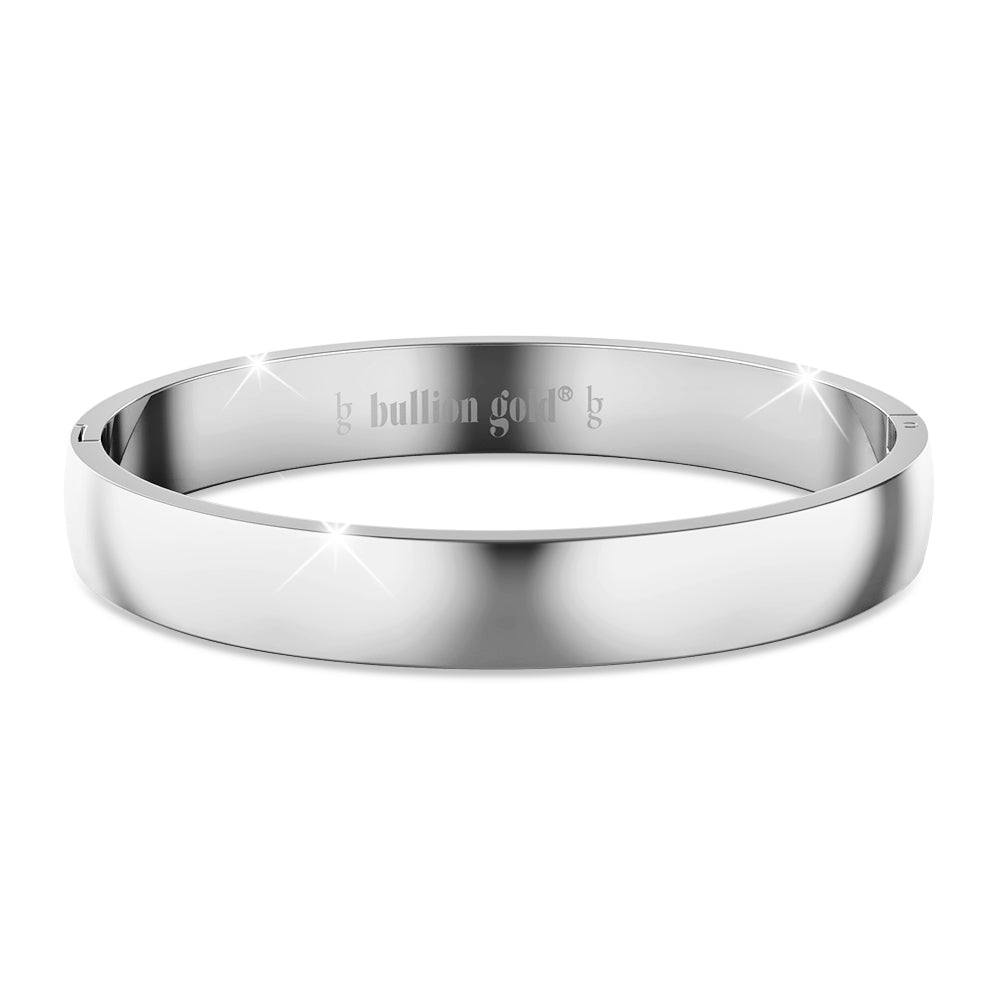 Solid Oval Stainless Steel Bangle with a High Polish Finish 8mm