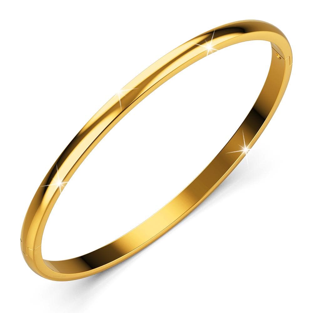 Solid Round Stainless Steel Bangle in Gold