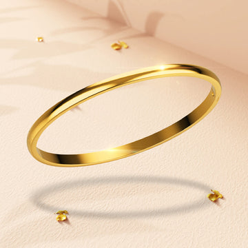 Solid Round Stainless Steel Bangle in Gold