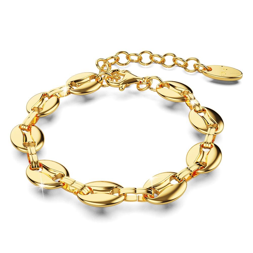 Interlocking Coffee Bean Link Bracelet in Gold