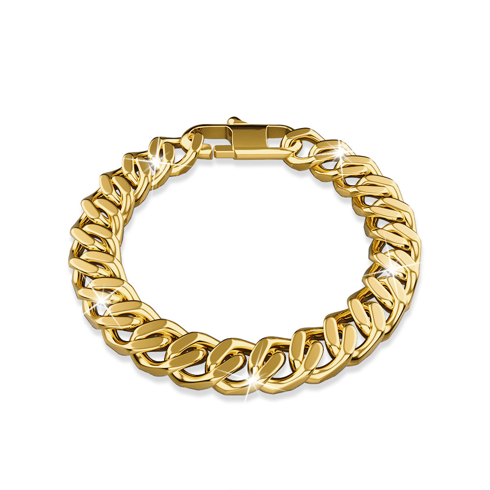 Muse Cuban Gold Layered Stainless Steel Chain Bracelet 20.5cm