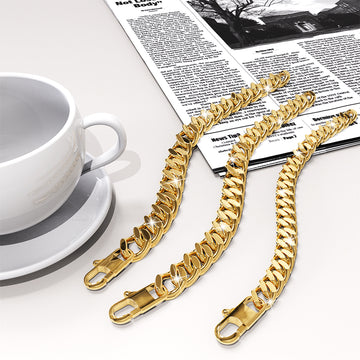 Muse Cuban Gold Layered Stainless Steel Chain Bracelet 21.5cm