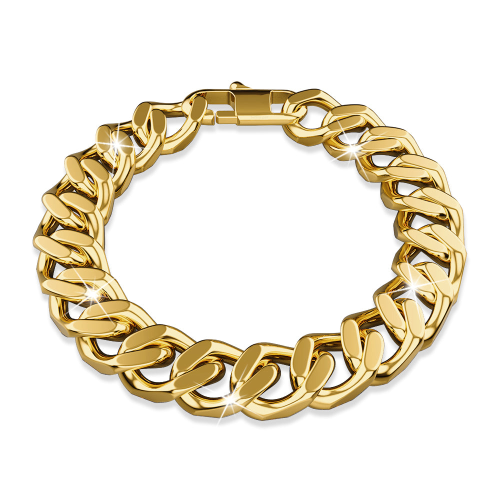 Muse Cuban Gold Layered Stainless Steel Chain Bracelet 22.5cm