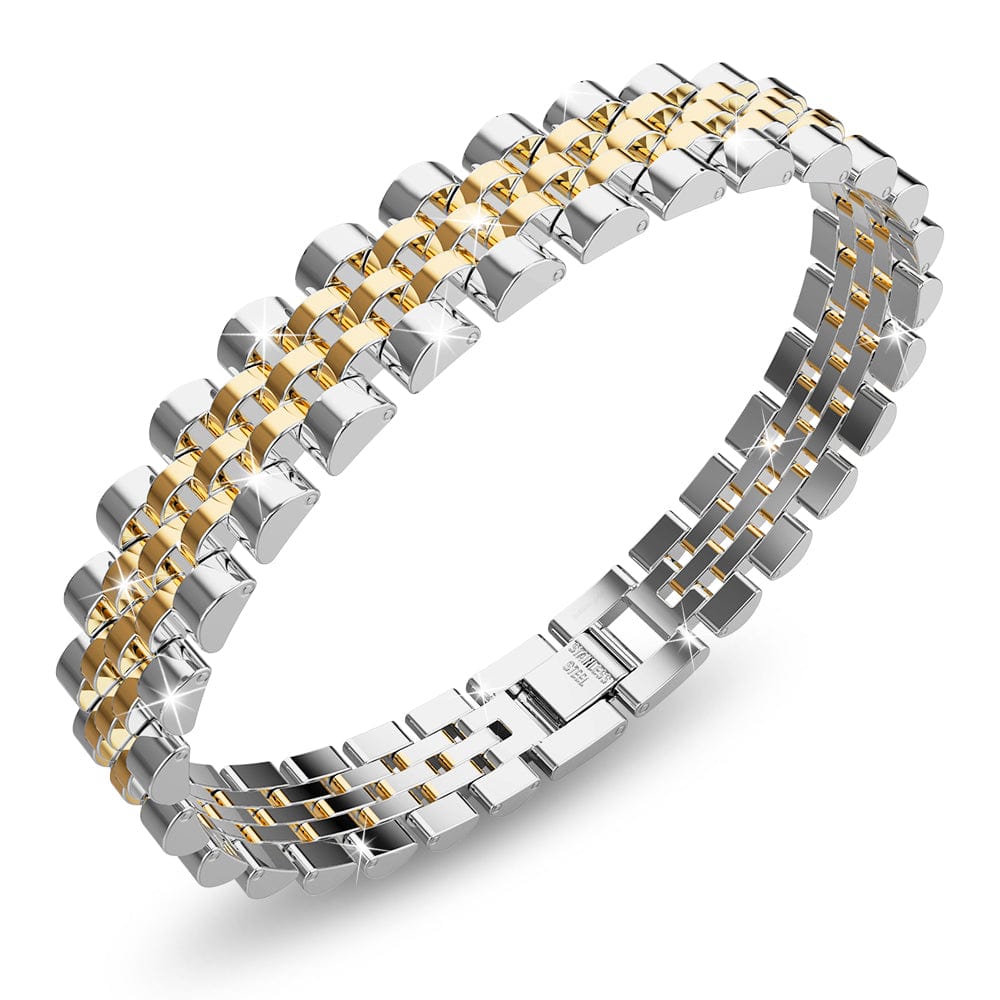 Brick Dual Tone Gold Layered Stainless Steel Bracelet