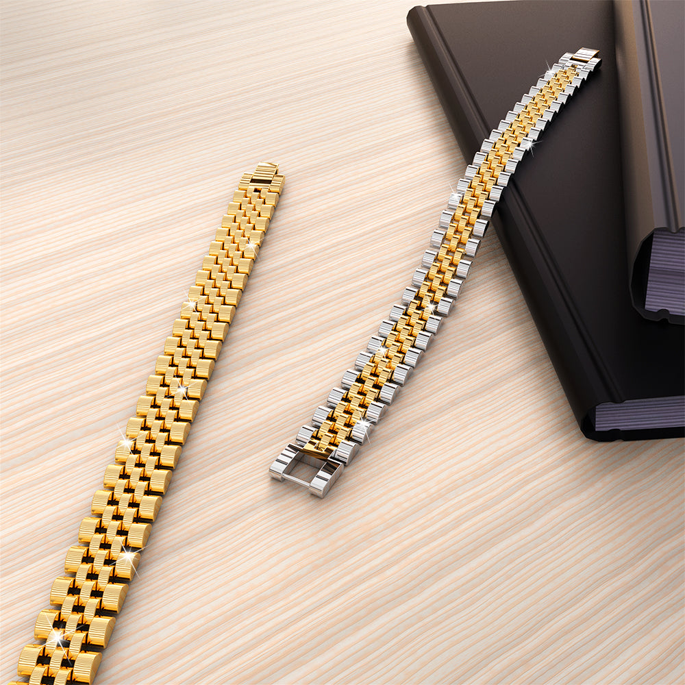 Brick Gold Layered Stainless Steel Bracelet