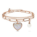 From the Heart Paper Clip Chain Rose Gold Layered Stainless Steel Bracelet