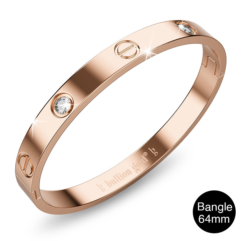 Carrie Stainless Steel Bangle in Rose Gold - 64mm