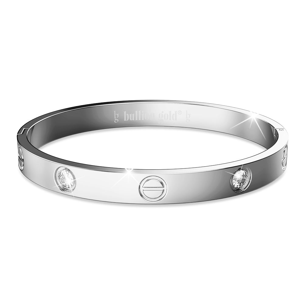 Carrie Stainless Steel Bangle in White Gold