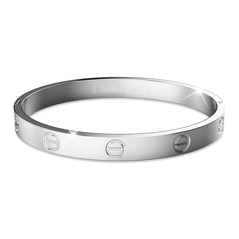 Carmello Stainless Steel Bangle in White Gold - 64mm