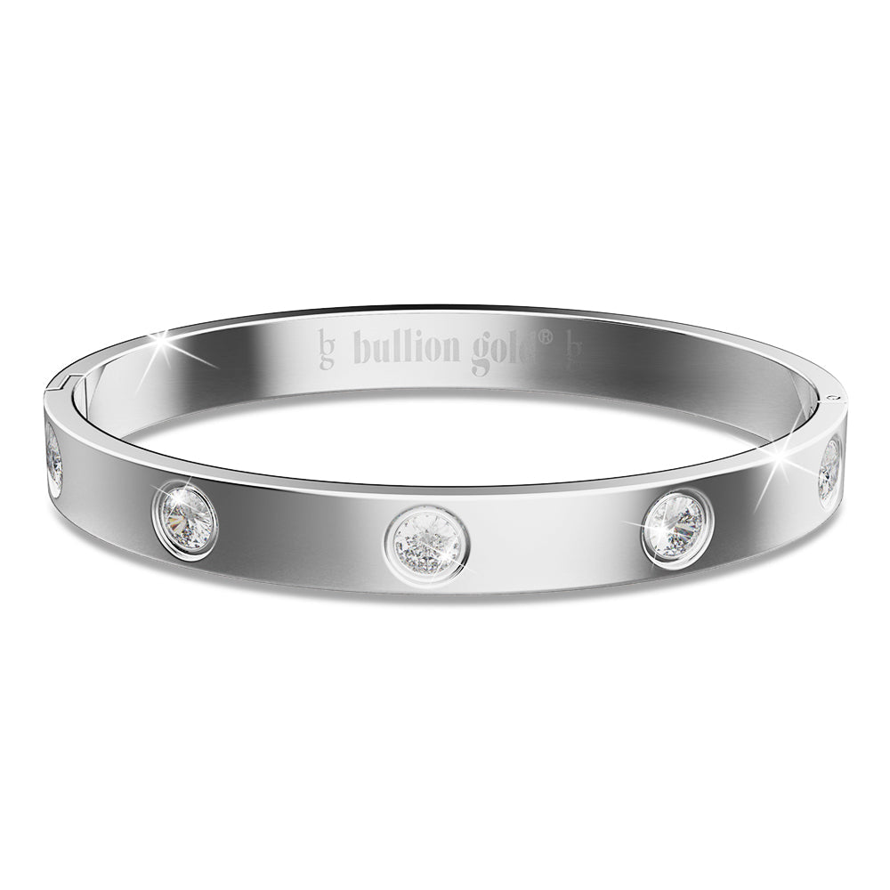 Cecelia Stainless Steel Bangle in White Gold - 64mm