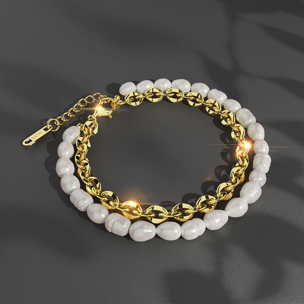 Maeve Freshwater Baroque Pearls Layered Bracelet
