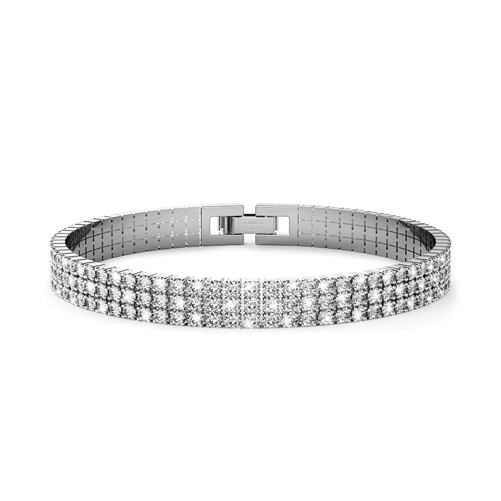 Tara Dazzles 3 Row White Gold Tennis Bracelet