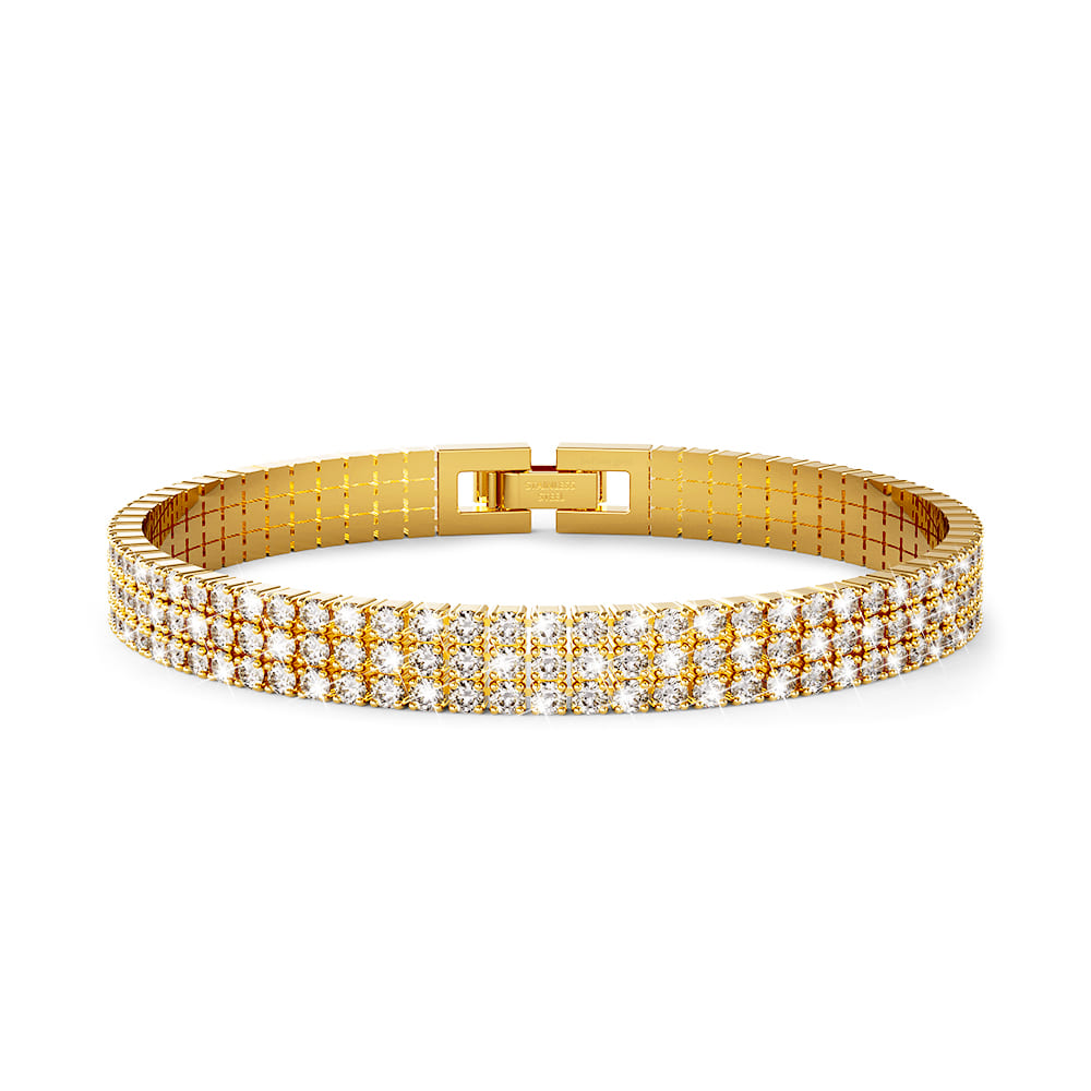 Tara Dazzles 3 Row Gold Tennis Bracelet