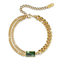 Emerald Zirconia Multiple Chain Bracelet