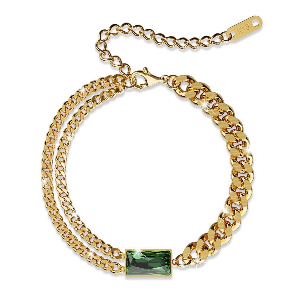 Emerald Zirconia Multiple Chain Bracelet