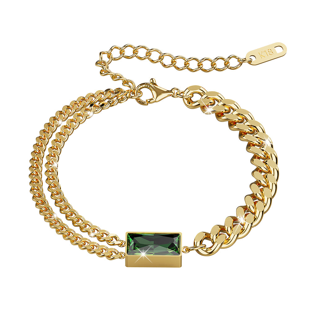 Emerald Zirconia Multiple Chain Bracelet