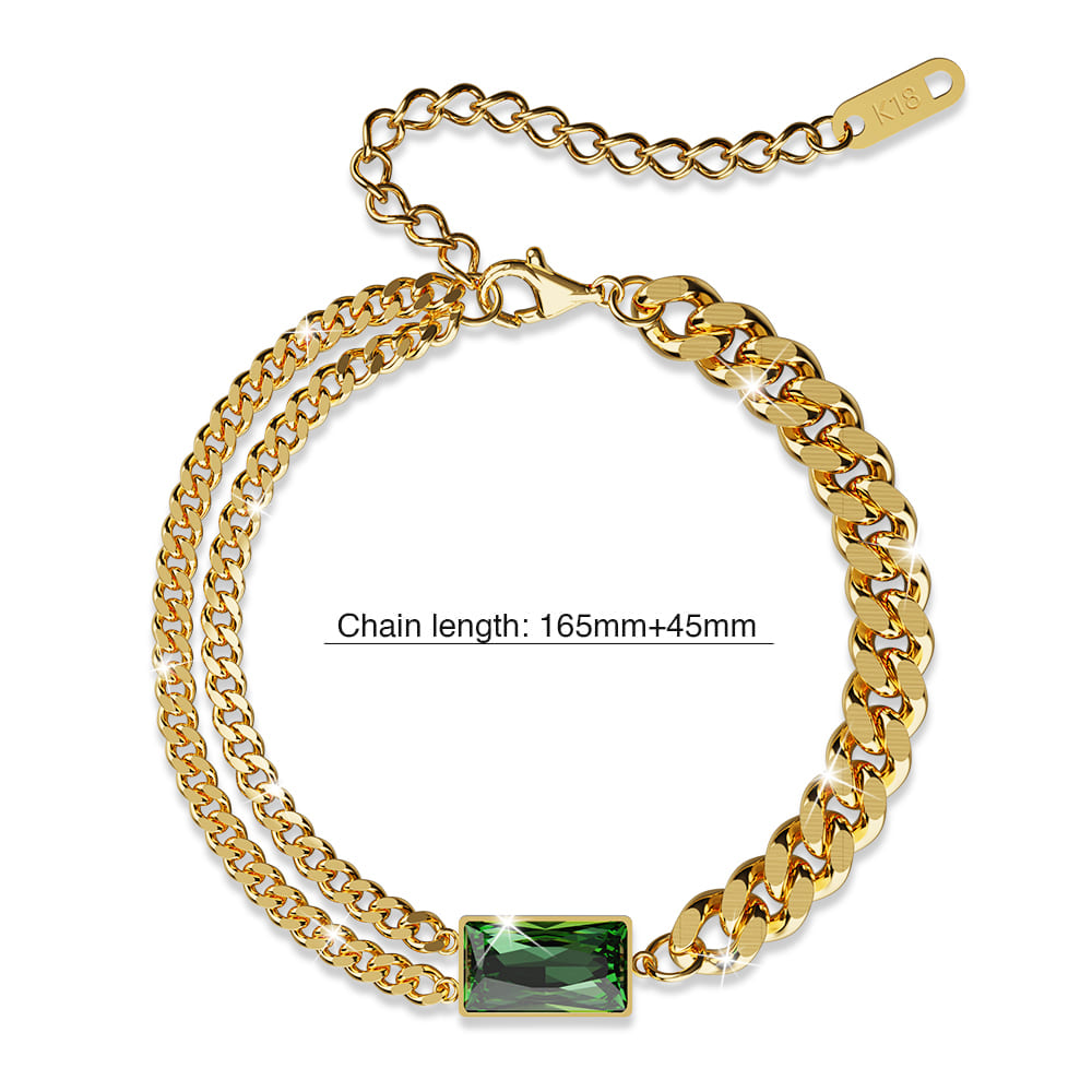 Emerald Zirconia Multiple Chain Bracelet