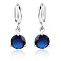 Deep Blue Round Crystal Drop Earrings