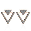 Inverted Pyramid Stud Earrings Rose Gold - Brilliant Co